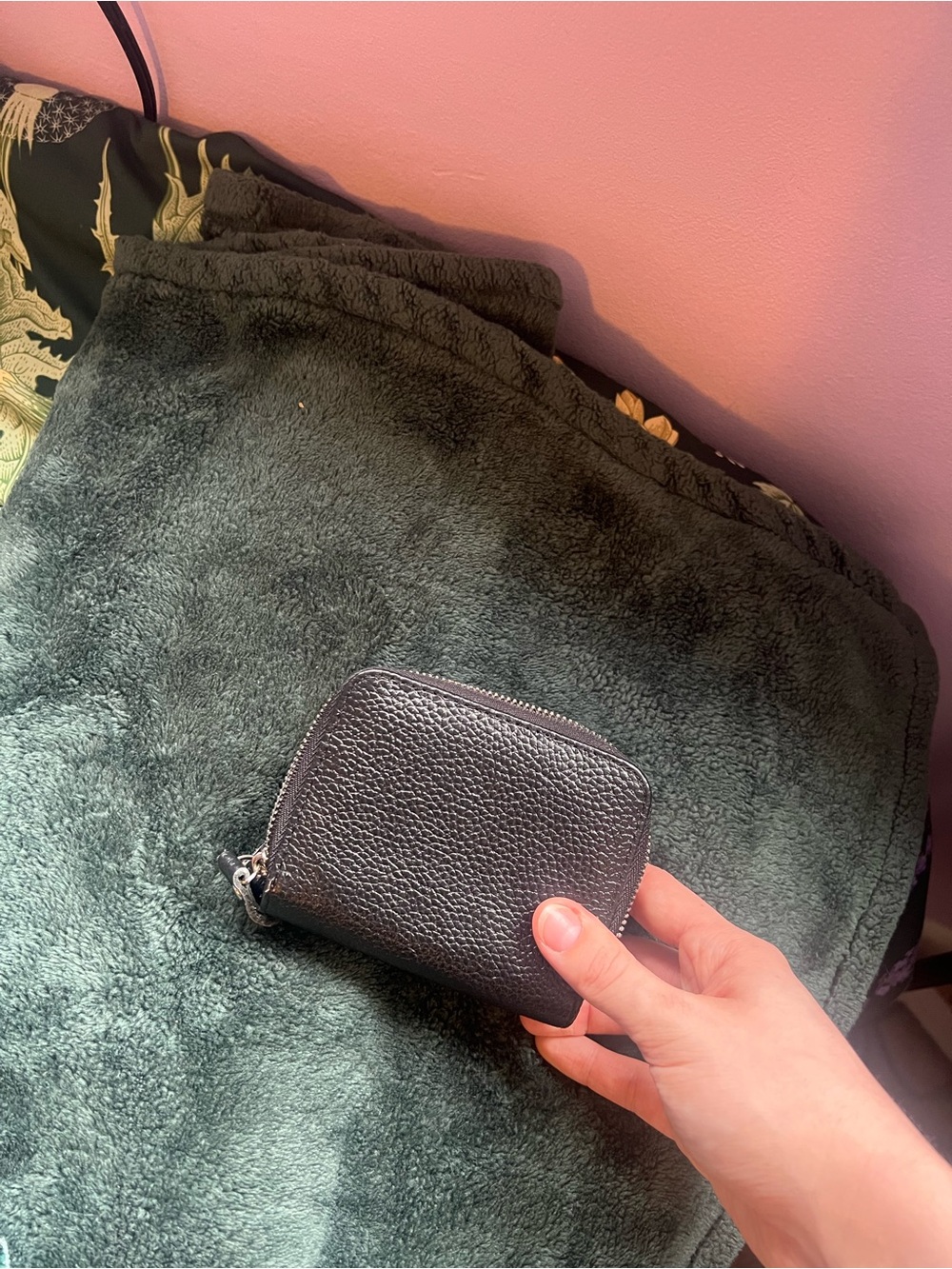 Textured Black Zip Wallet